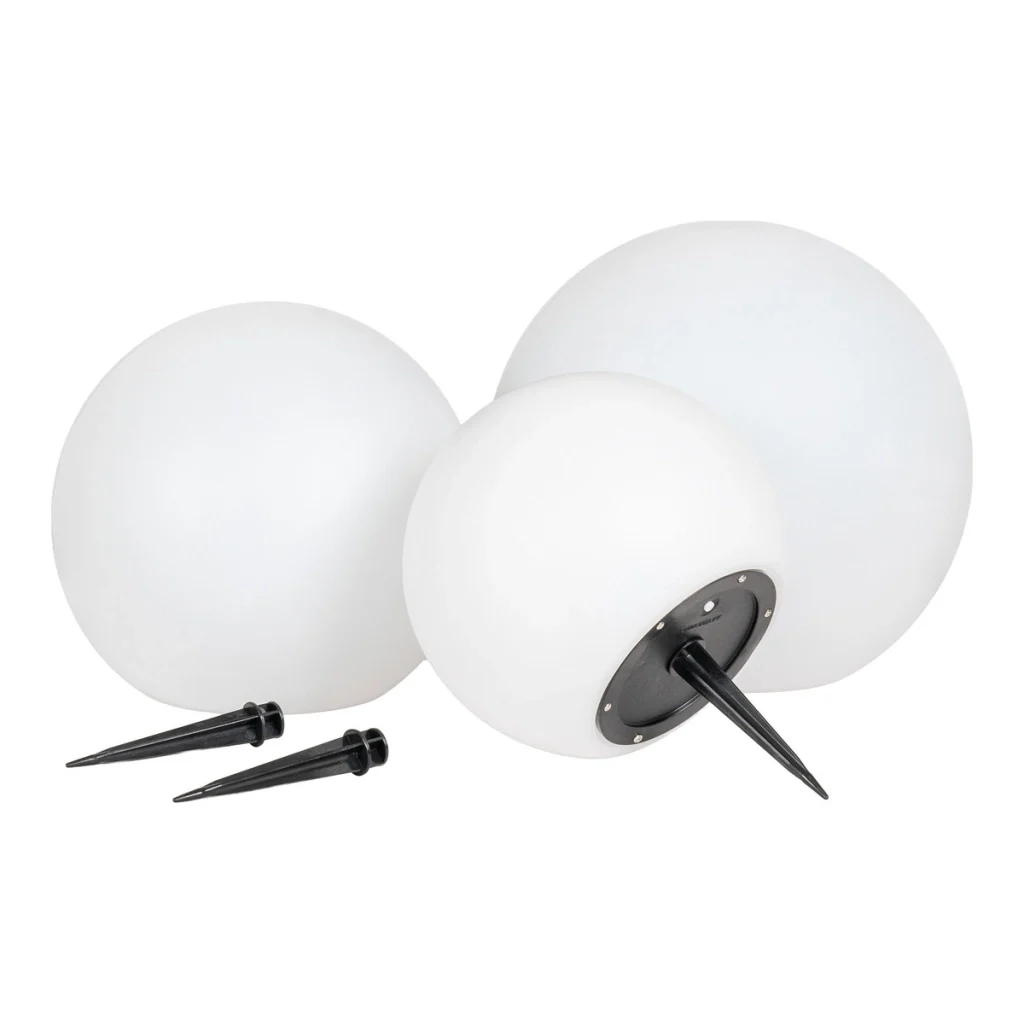 Lifton — Set 3 sfere LED solari da giardino in 3 misure, bianche, IP44