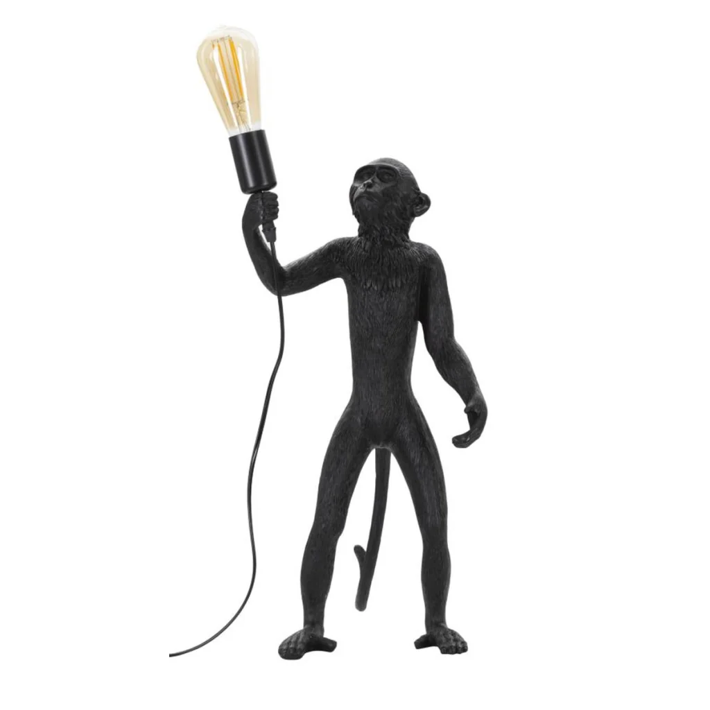 Lampada da tavolo Monkey Nero in resina Glam 26x34x55 cm