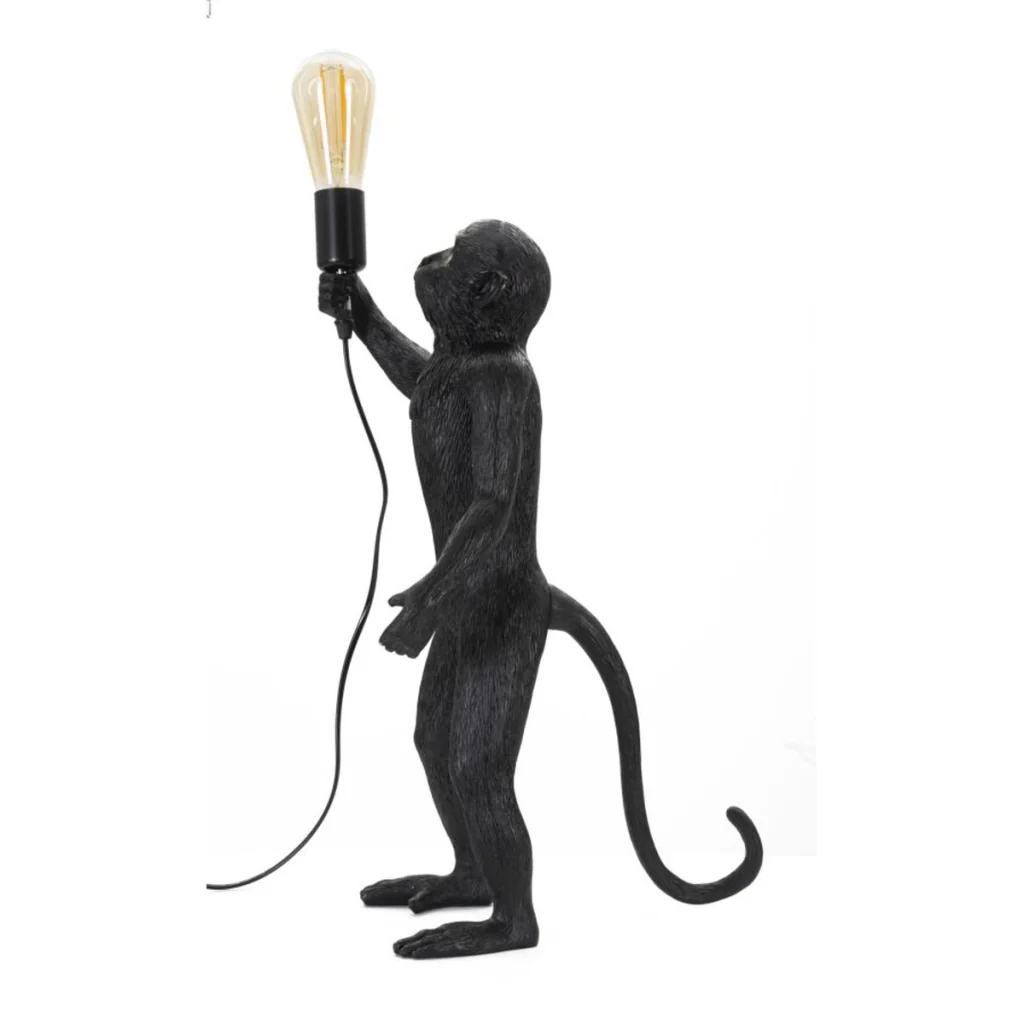 Lampada da tavolo Monkey Nero in resina Glam 26x34x55 cm - Image 2