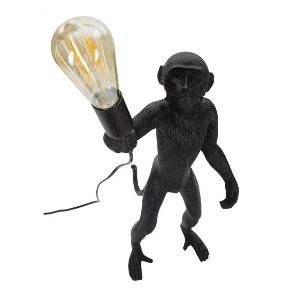 Lampada da tavolo Monkey Nero in resina Glam 26x34x55 cm - Image 3