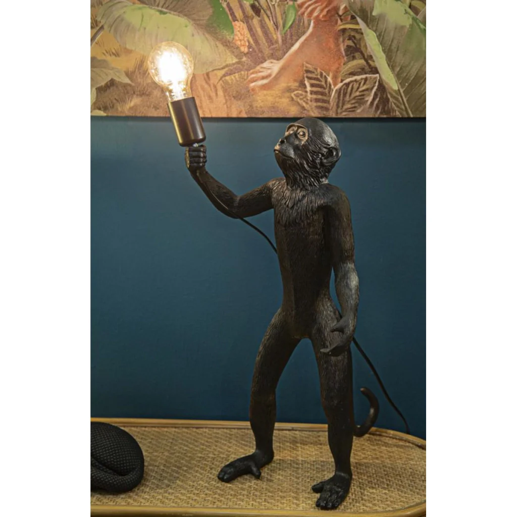 Lampada da tavolo Monkey Nero in resina Glam 26x34x55 cm - Image 7
