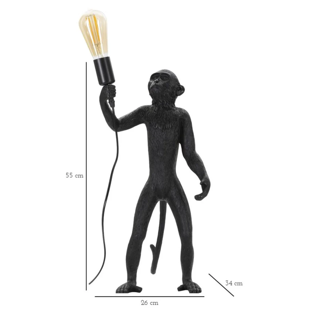 Lampada da tavolo Monkey Nero in resina Glam 26x34x55 cm - Image 8