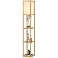 Lampada da Terra con Ripiani e Portalampada E27, Legno Naturale - Image 6