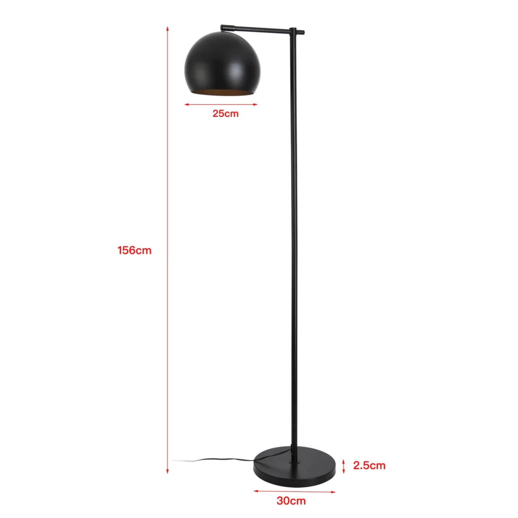 Lampada da Terra Skiptvet Paralume a Mezzo Globo - Nero - lux.pro - Image 4