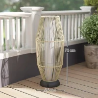 Lampada Solare da Giardino con Illuminazione LED, in PE, Rattan e Acciaio, Ø26x72 cm, Grigio - Image 3