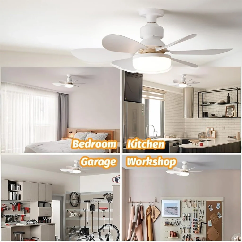 LAMPADA VENTILATORE PLAFONIERA LED SOFFITTO E27 DIMMERABILE 6 PALE TELECOMANDO - Image 4