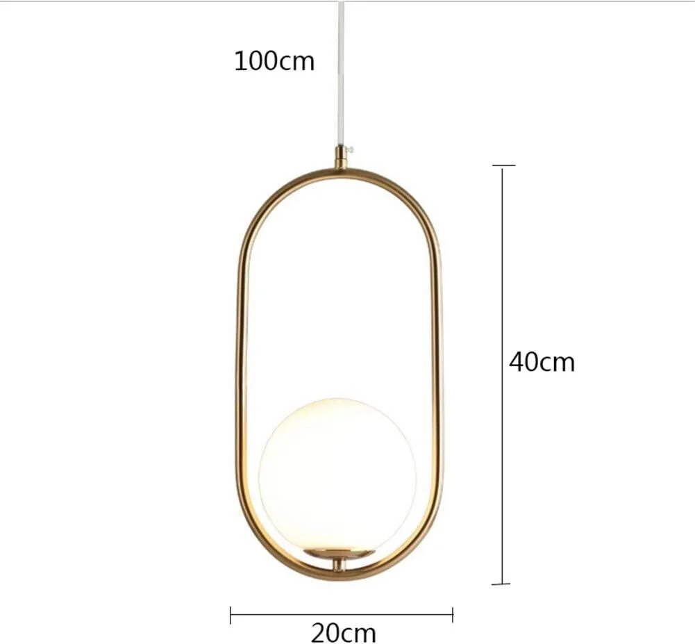 Lampadario a Sospensione da Soffitto Moderno Anello in Oro con sfera in vetro opaco e Attacco lampadine LED G9 - Image 2