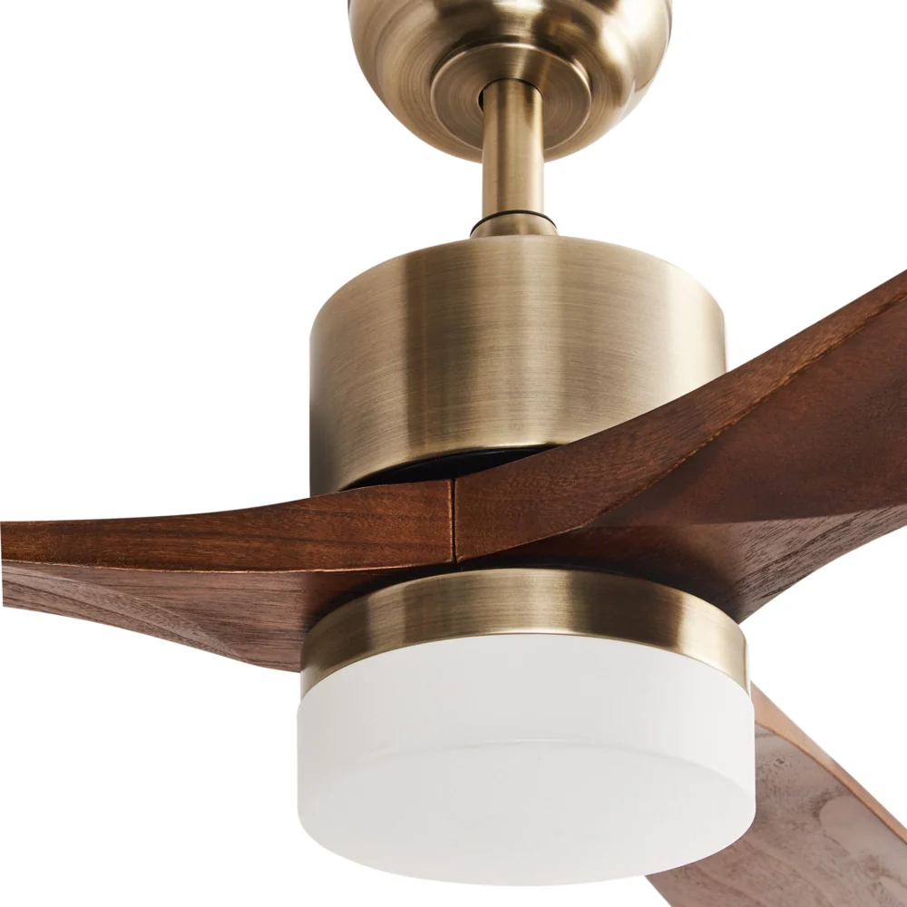 Lampadario con Ventilatore Radiocomandato Ottone Con Telecomando 3 Velocità Luce Timer Stile Moderno - Image 4