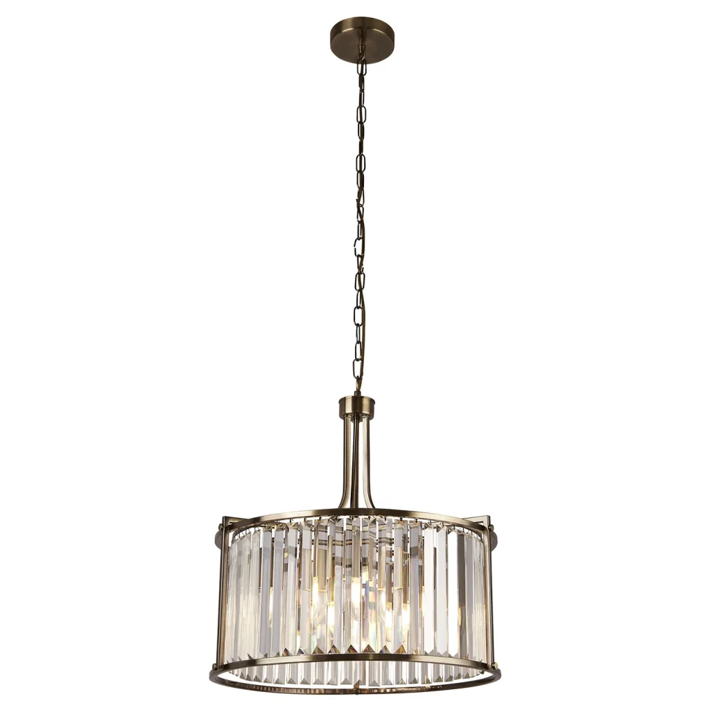 Lampadario Tondo Contemporaneo Victoria Acciaio Adjustable Vetro 5 Luci E27