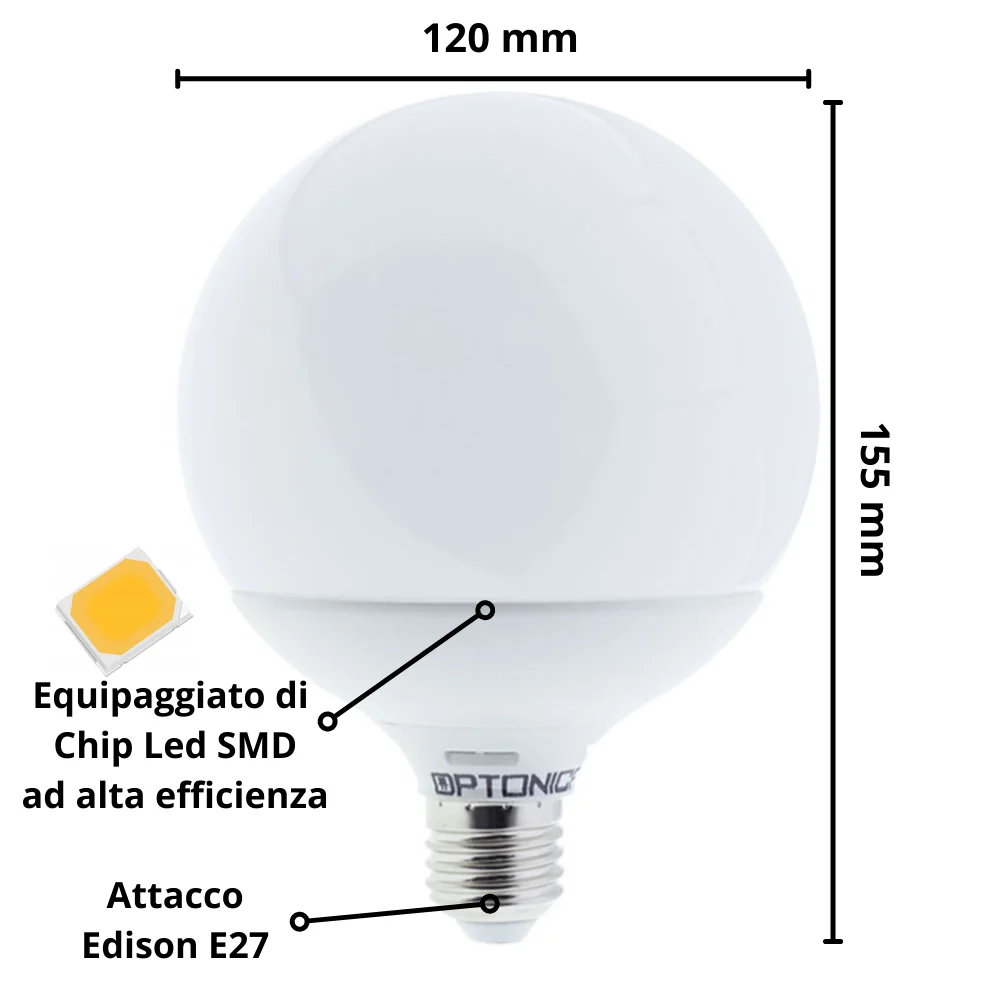 Lampadina led globo e27 15watt resa 88watt risparmio energetico 6000k pezzi 3 - Image 7