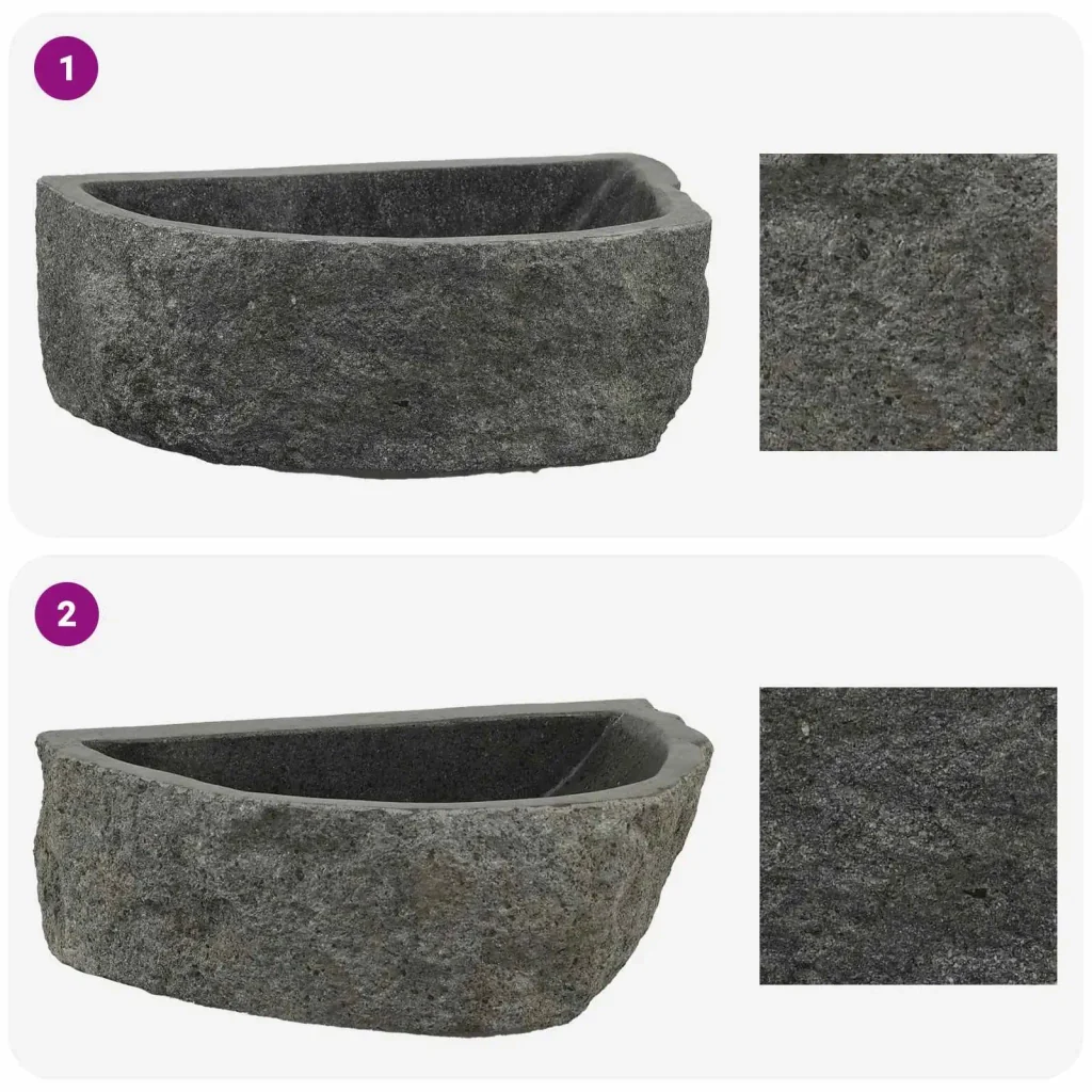 Lavabo a parete Grigio 45 x 35 x 15 cm Pietra fiume 4103952 - Image 10