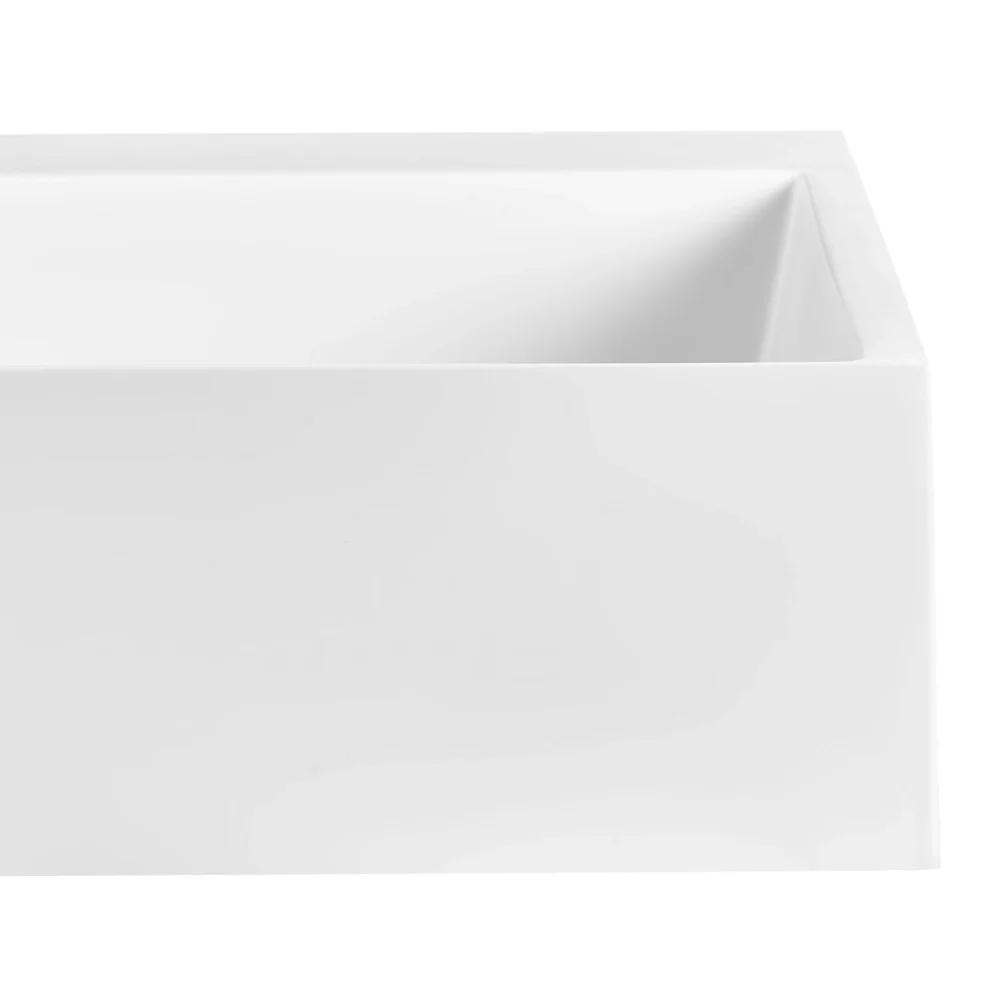 Lavabo bagno classico rettangolare in ceramica finitura lucida 90 x 46 cm Bianco Lavello da bagno rettangolare - Image 7