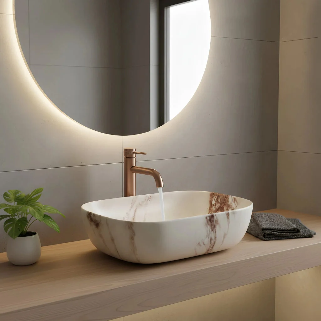Lavabo Da Appoggio Rea Belinda Marrone Matt - Image 4