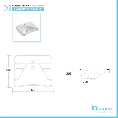 Lavabo sospeso per disabili 66 cm ergonomico con poggia gomiti - Image 9