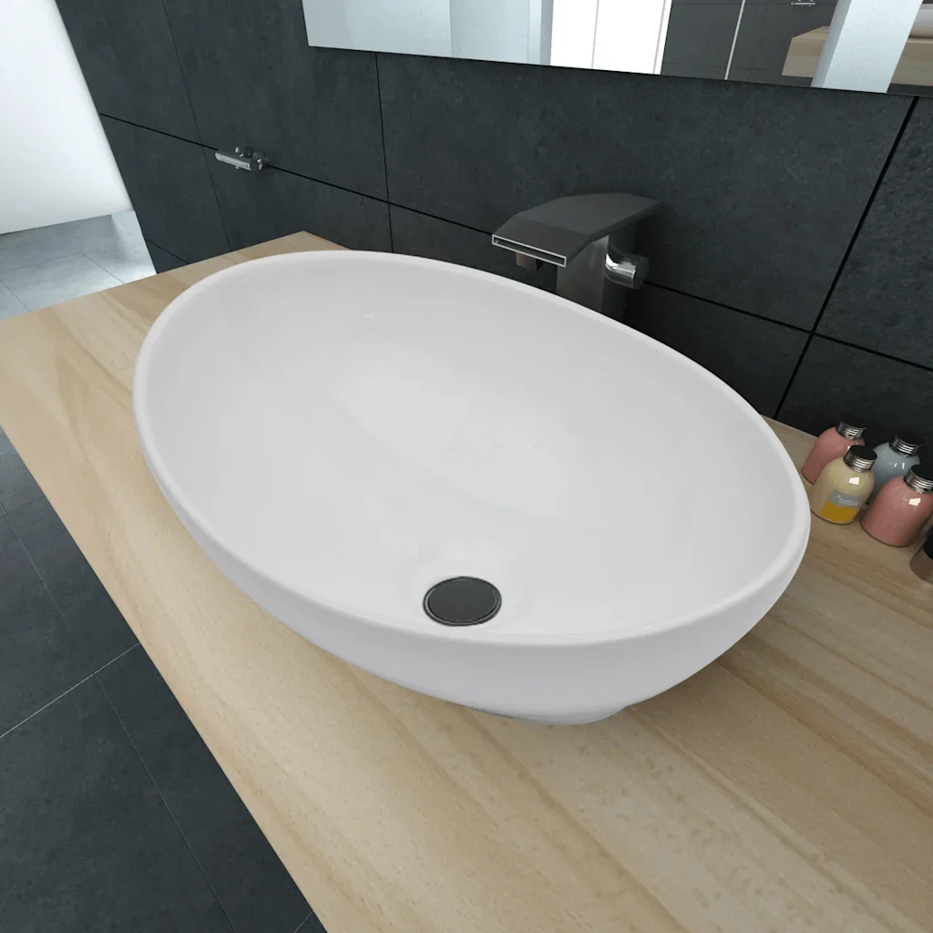 Lavello in Ceramica Bianco Ovale 40 x 33 cm - Image 2