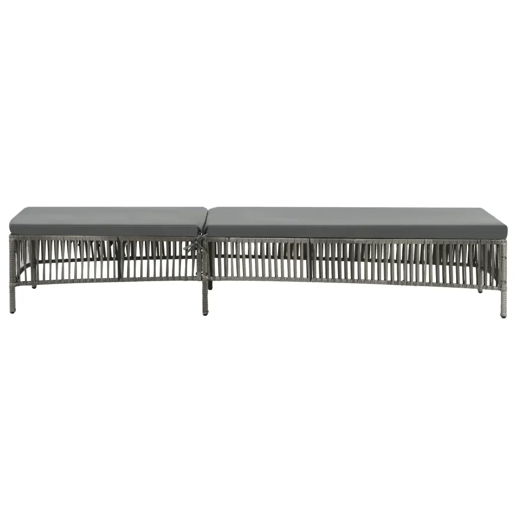 Lettino Prendisole con Cuscino in Polyrattan Grigio 44455