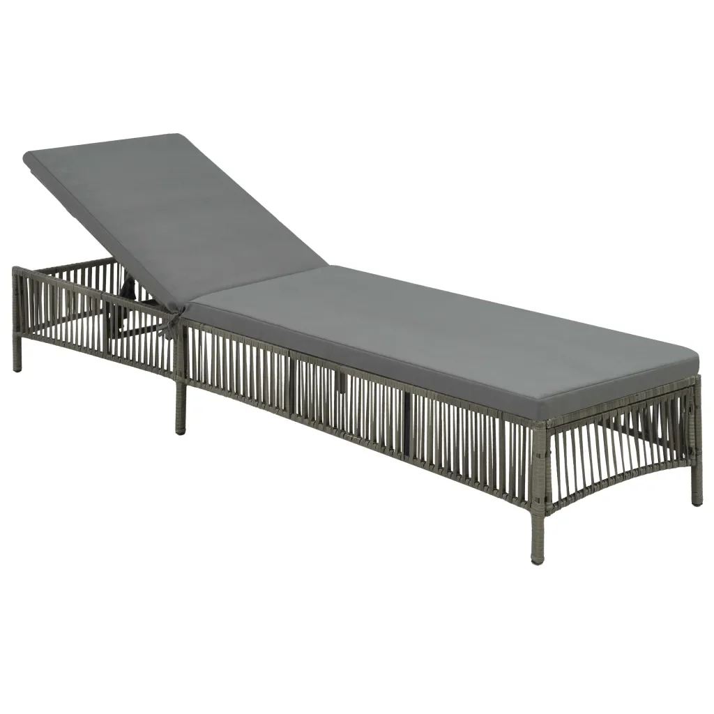 Lettino Prendisole con Cuscino in Polyrattan Grigio 44455 - Image 2