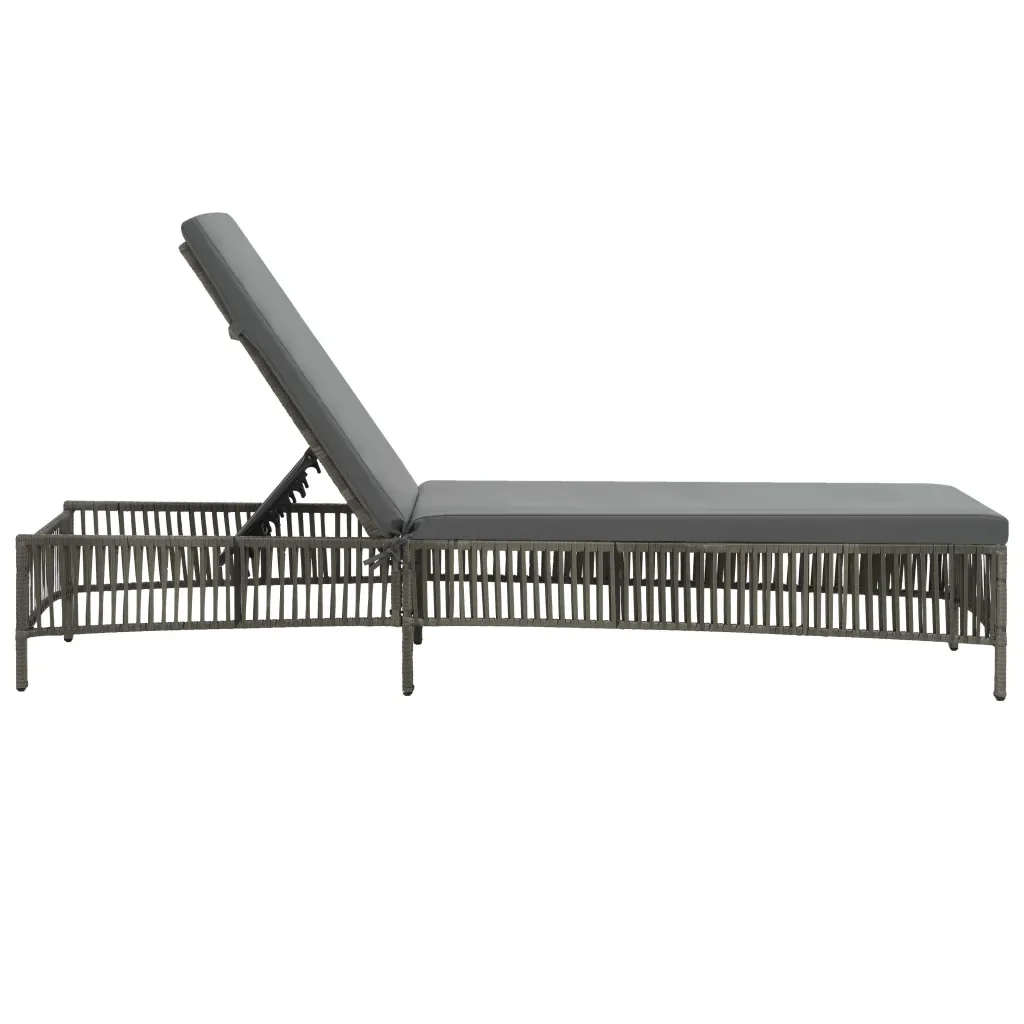 Lettino Prendisole con Cuscino in Polyrattan Grigio 44455 - Image 3