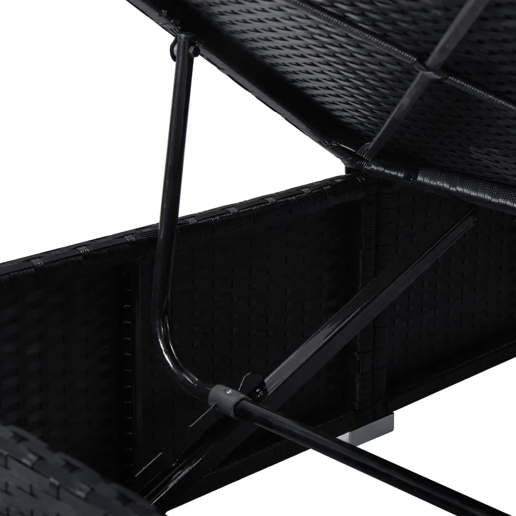 Lettino Prendisole con Tettuccio e Cuscino in Polyrattan Nero 46249 - Image 9