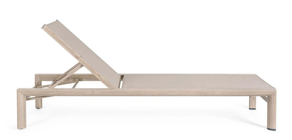 Lettino Prendisole da Esterno 74x200x98-32h cm Schienale a 4 Posizioni in Alluminio e Textilene Skipper Timber - Image 3