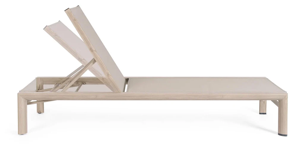 Lettino Prendisole da Esterno 74x200x98-32h cm Schienale a 4 Posizioni in Alluminio e Textilene Skipper Timber - Image 4
