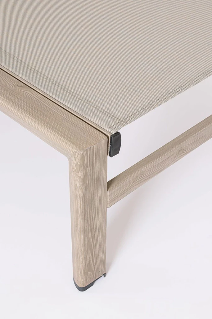 Lettino Prendisole da Esterno 74x200x98-32h cm Schienale a 4 Posizioni in Alluminio e Textilene Skipper Timber - Image 5