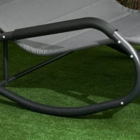 Lettino Prendisole Doppio per 2 Persone, con Cuscini e Tettuccio Inclusi, 200 cm x 139 cm x 140 cm, Grigio Scuro - Image 3