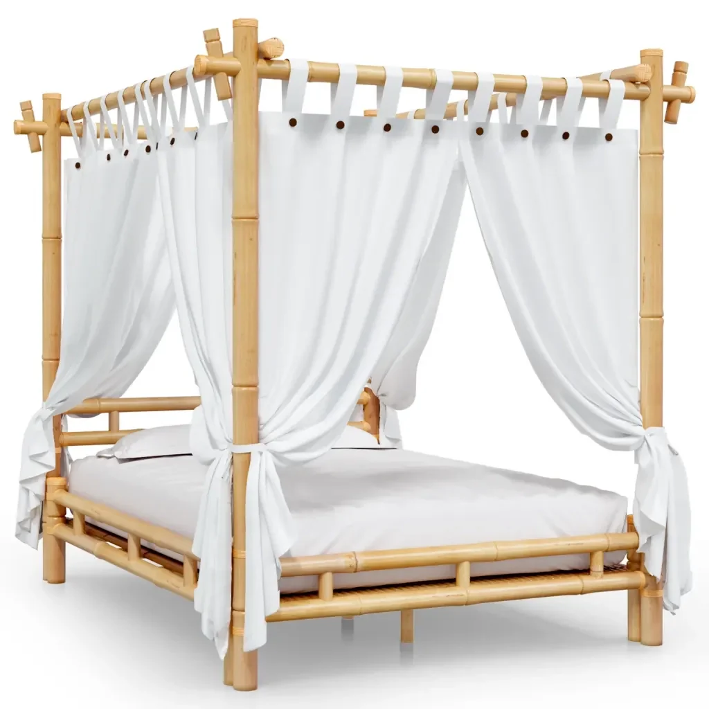 Letto a Baldacchino 140x200 cm in Bambù 340050 - Image 2