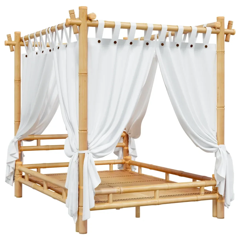 Letto a Baldacchino 140x200 cm in Bambù 340050 - Image 3