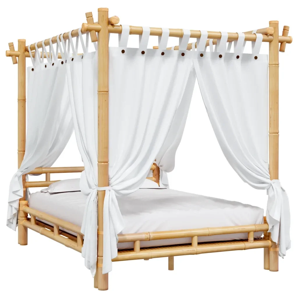 Letto a Baldacchino 140x200 cm in Bambù 340050 - Image 4