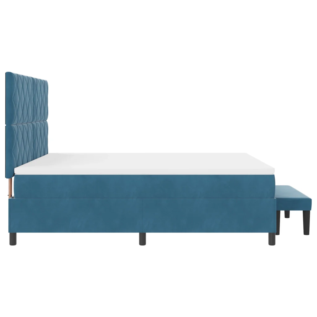 Letto A Balza con Materasso e Panchina Blu Scuro 180x200 cm Velluto - Image 10