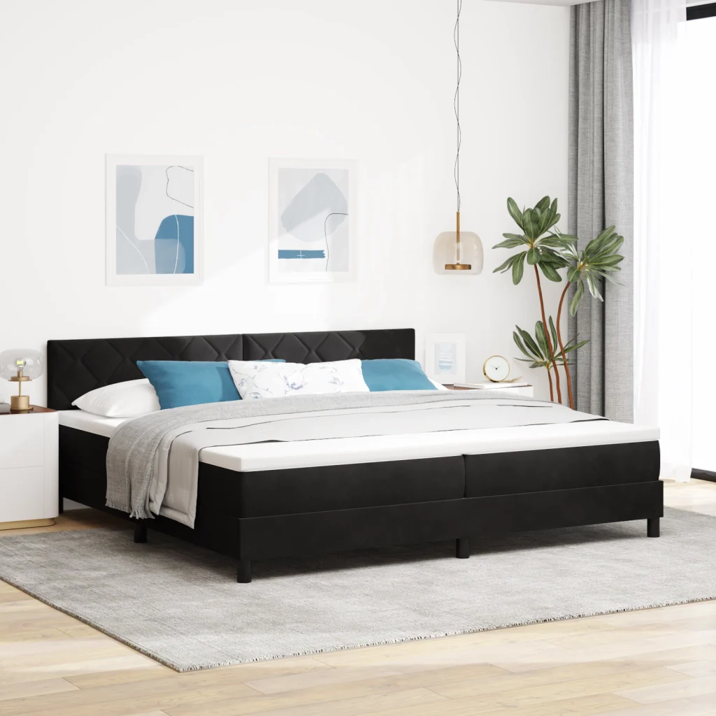 Letto a Box con Materasso e LED Nero 200x200 cm Velluto
