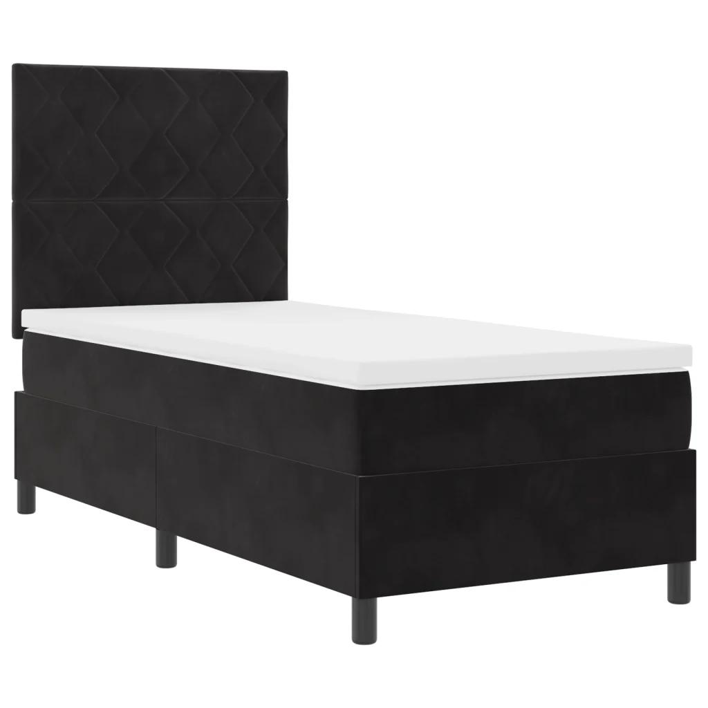 Letto a Box Con Materasso & LED Nero 100x200 cm Velluto - Image 2