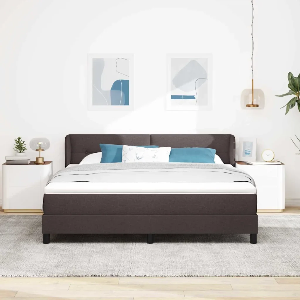 Letto a molle con testiera Marrone Scuro 180 x 200 cm Tessuto 3340041 - Image 3