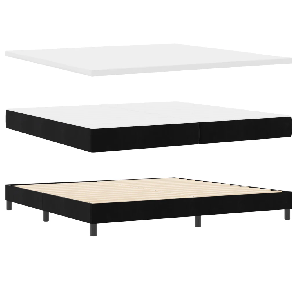Letto a box con materasso Nero 200x200 cm Velluto - Image 2