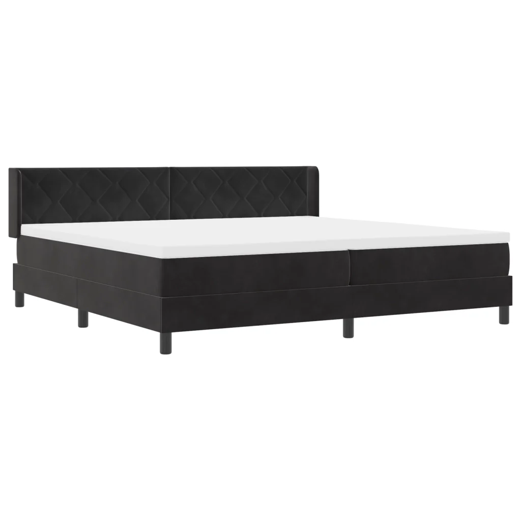 Letto a box con materasso Nero 200x200 cm Velluto - Image 6