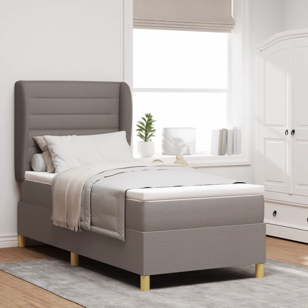 Letto a Box con Materasso Tortora 90x200 cm Tessuto