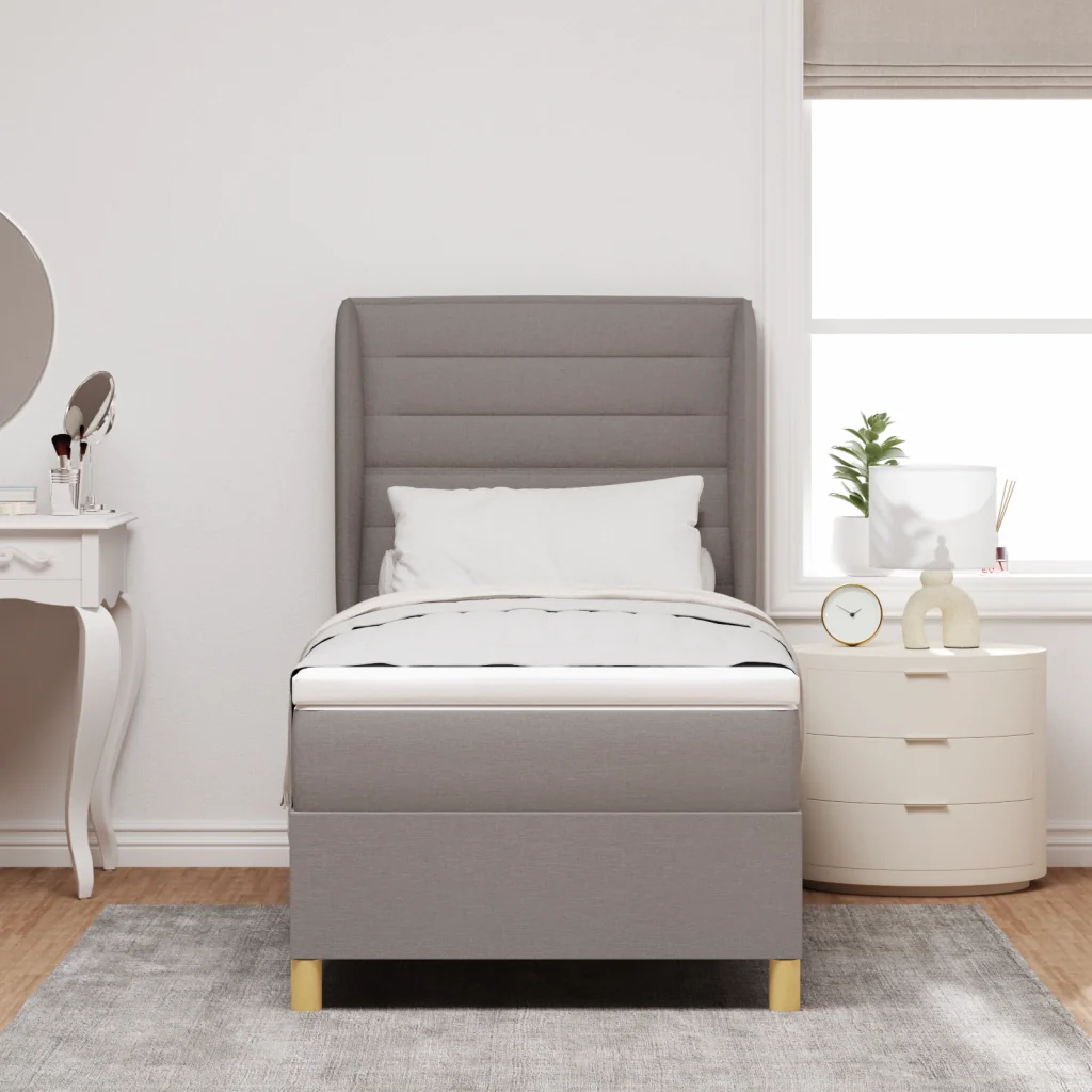 Letto a Box con Materasso Tortora 90x200 cm Tessuto - Image 5