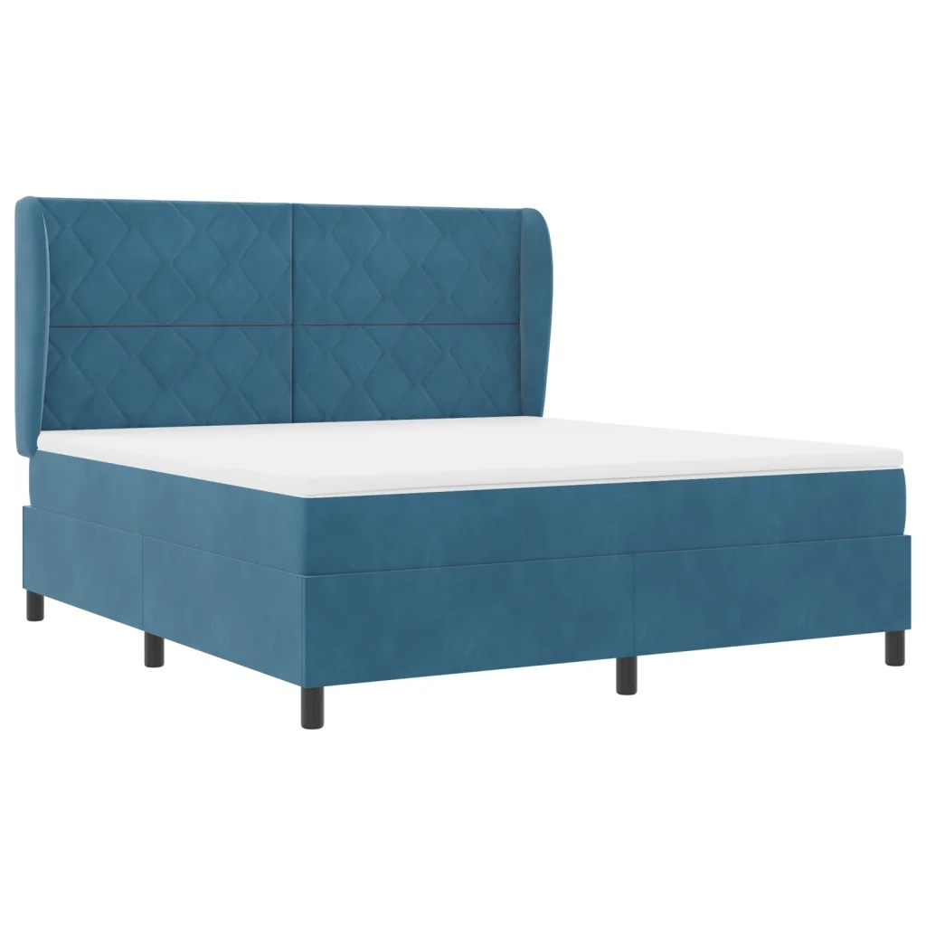 Letto a Box Spring con Materasso blu scuro 180x200 cm in Velluto - Image 2