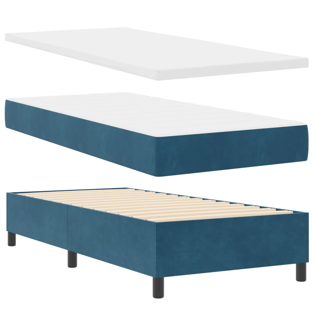 Letto a Box Spring con Materasso Blu Scuro 90x200 cm Velluto - Image 10