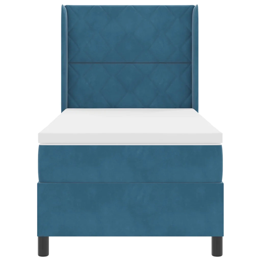 Letto a Box Spring con Materasso Blu Scuro 90x200 cm Velluto - Image 7