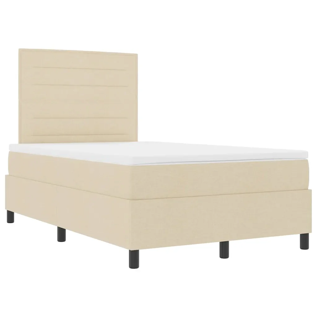 Letto a molle con materasso Crema 120 x 200 cm Tessuto 3339306 - Image 5