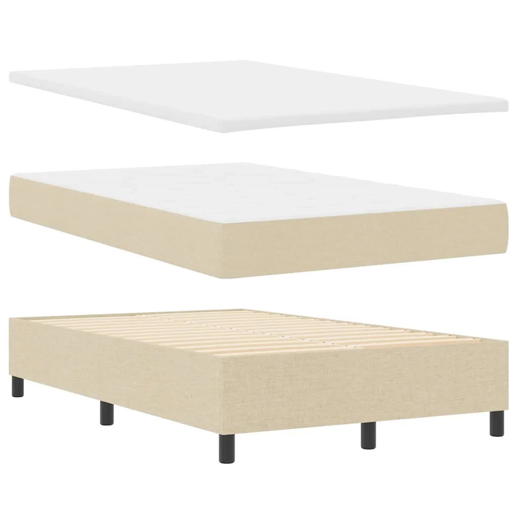 Letto a molle con materasso Crema 120 x 200 cm Tessuto 3339306 - Image 6