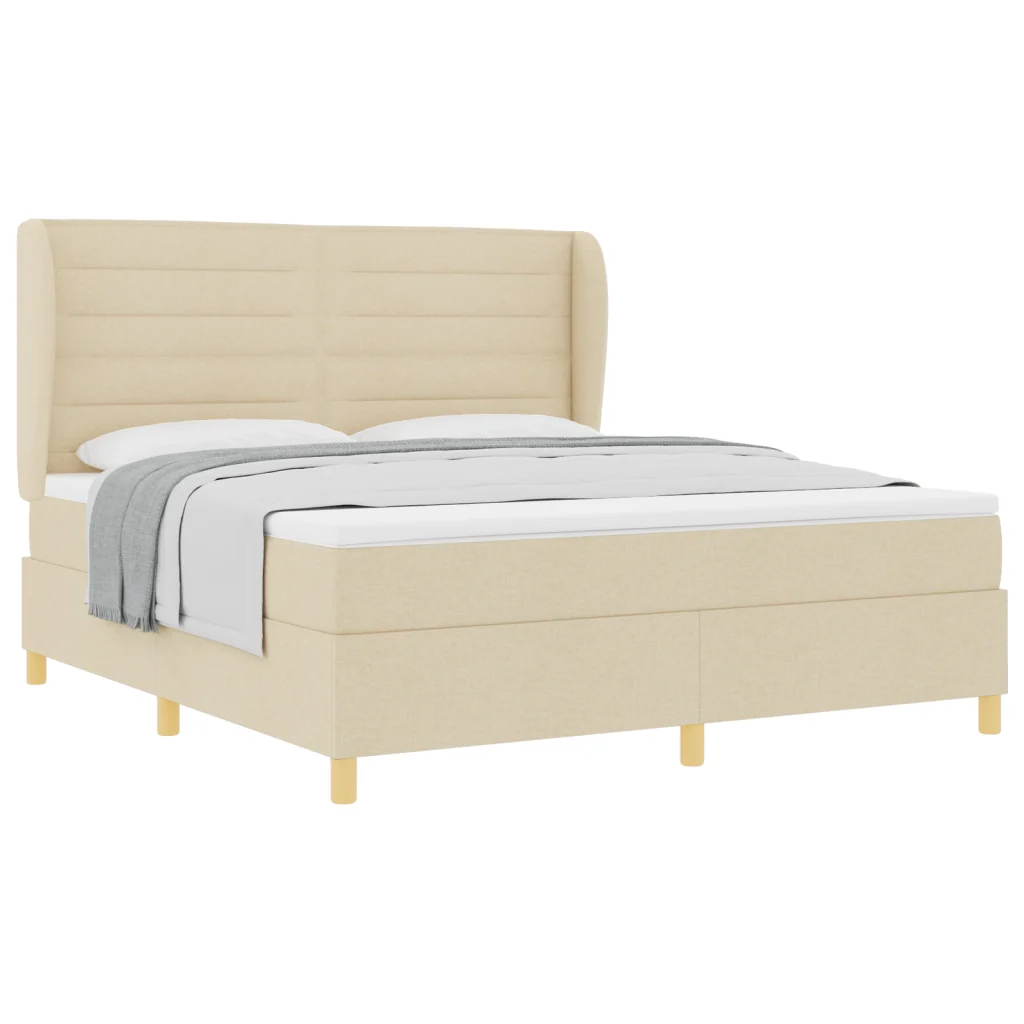 Letto a Box Spring con Materasso Panna 180x200 cm Tessuto - Image 3