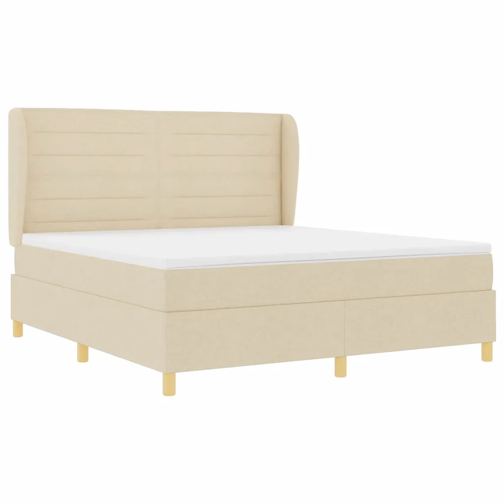 Letto a molle con materasso Crema 200 x 180 cm Tessuto 3340709 - Image 5