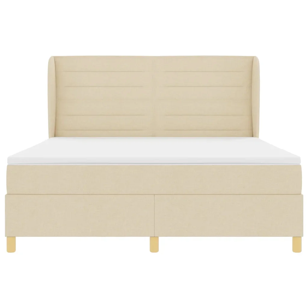Letto a molle con materasso Crema 200 x 180 cm Tessuto 3340709 - Image 7