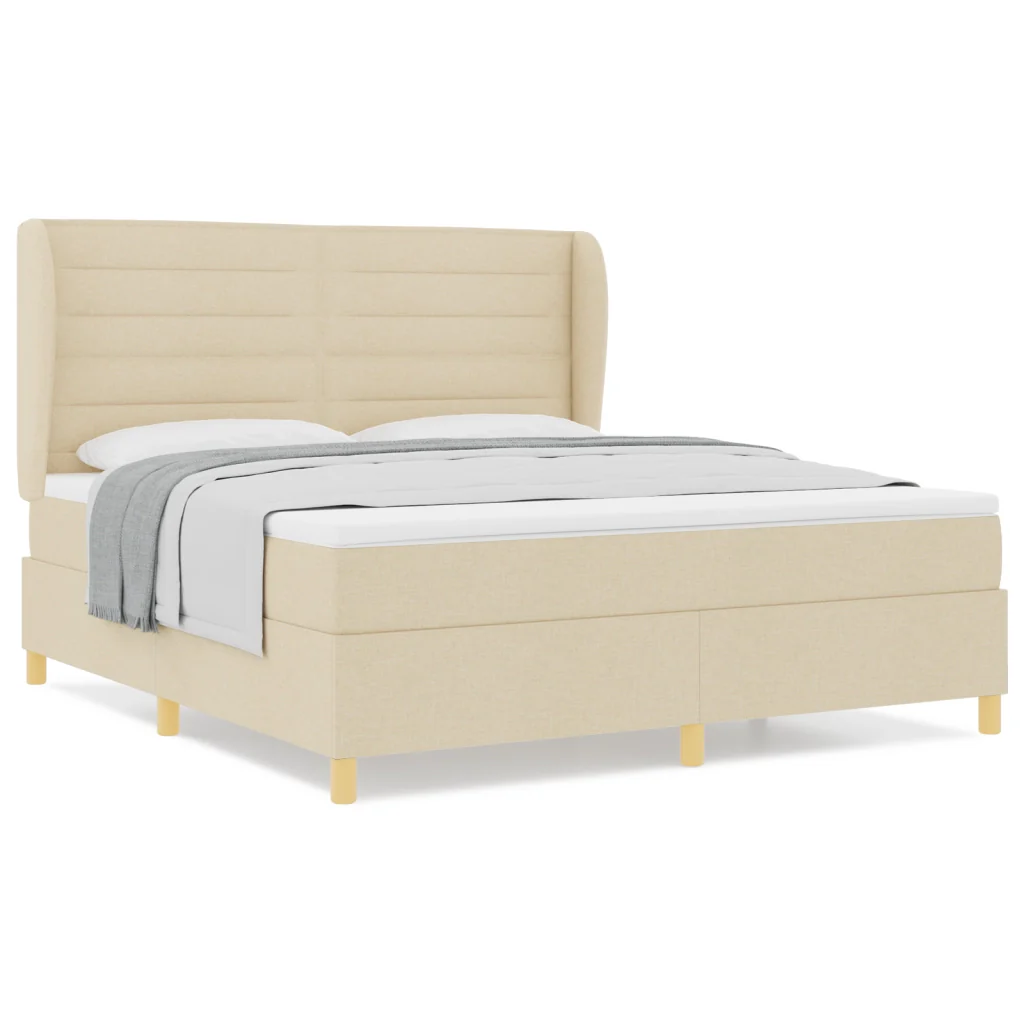 Letto a Box Spring con Materasso Panna 180x200 cm Tessuto - Image 4