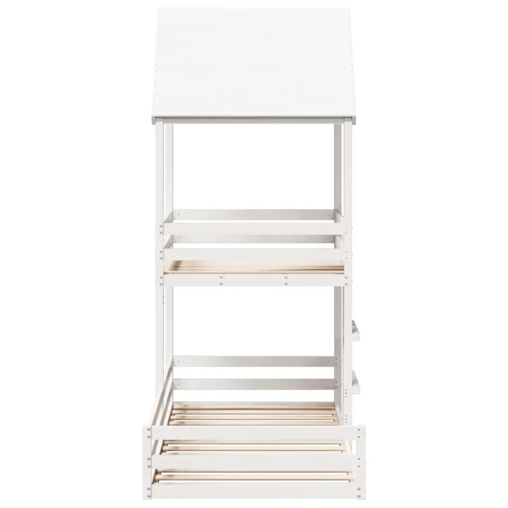 Letto a Castello con Tetto Bianco 80x200 cm Legno Massello Pino 3282394 - Image 5