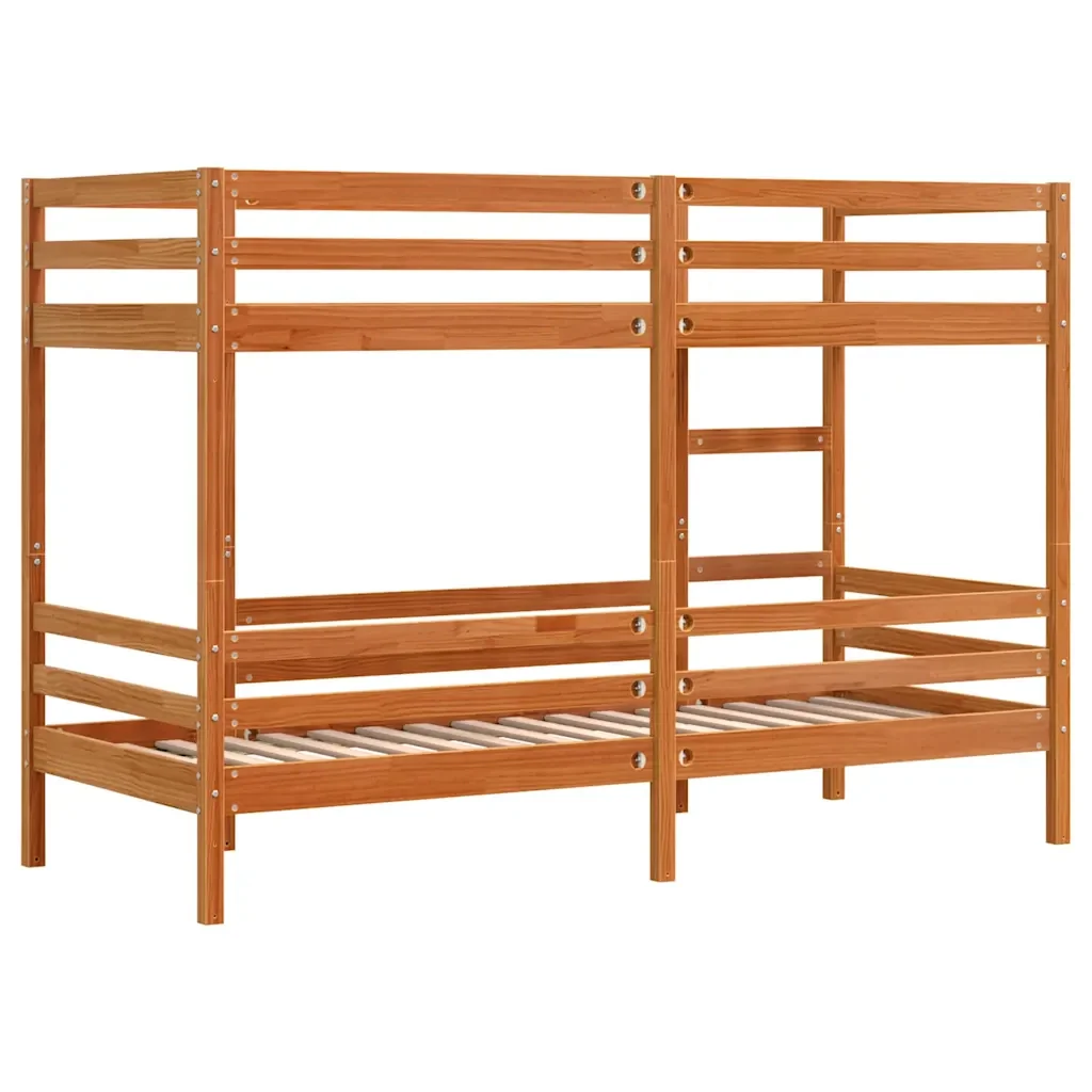 Letto a Castello Marrone Cera 75x190 cm in Legno di Pino - Image 6