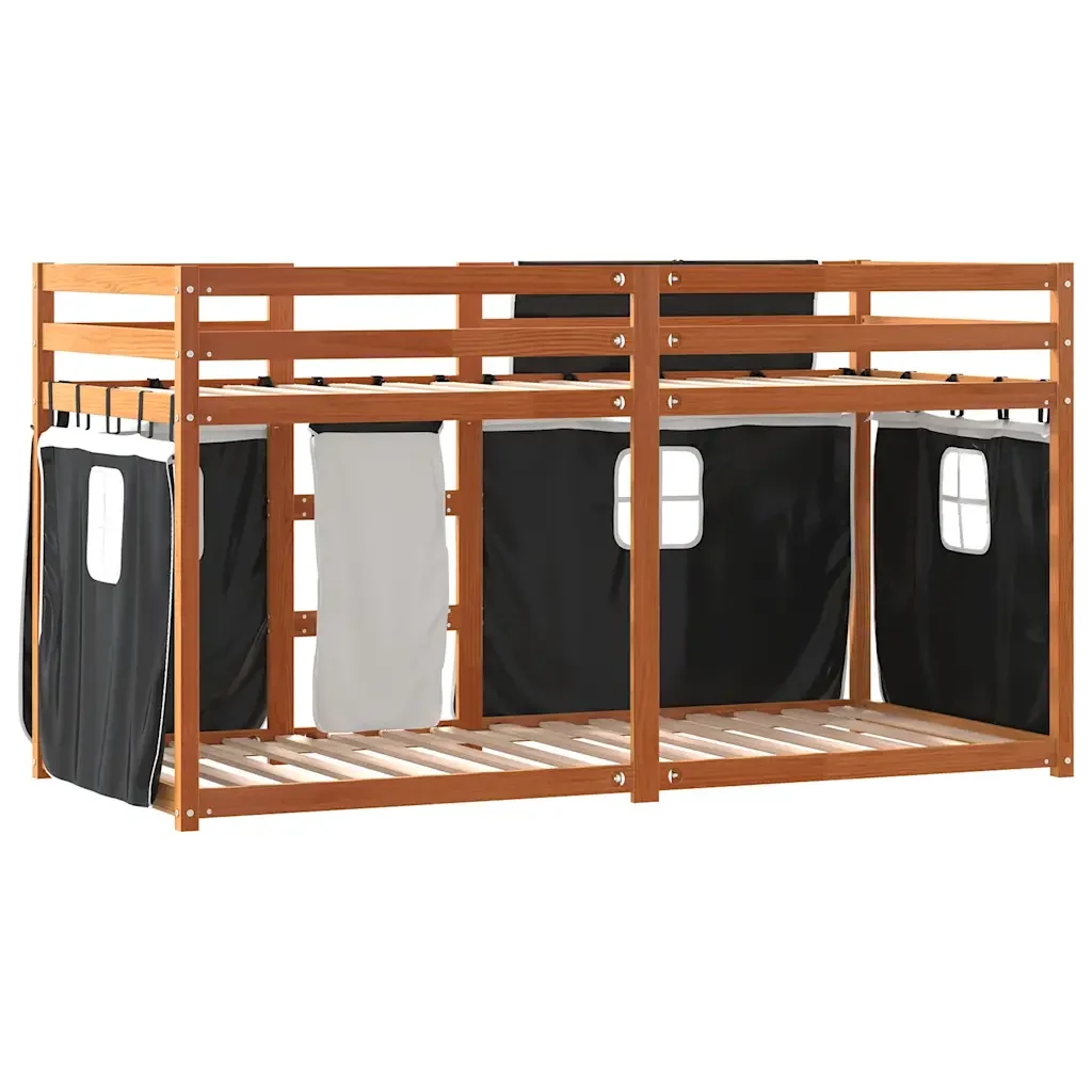 Letto a Castello senza Materasso Bianco e Nero 80x200cm in Pino - Image 5